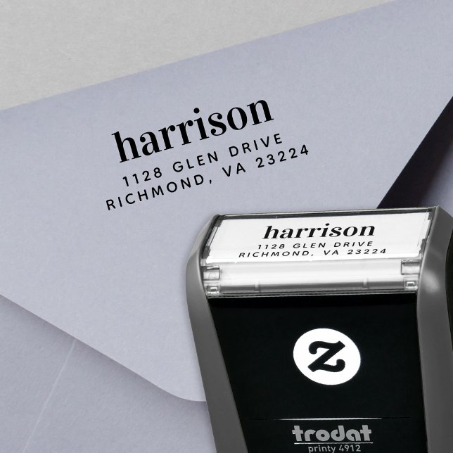 Sello Automático Dirección de Envío Minimalista Moderna Personaliza (Personalized Minimal Modern Name Return Address Self-inking Stamp)