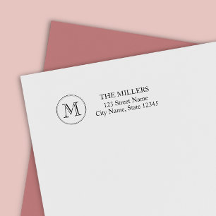 Sello Automático Dirección de familia de monograma de borde redonde