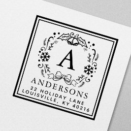 Sello Automático Dirección de feriado de invierno de monograma de c