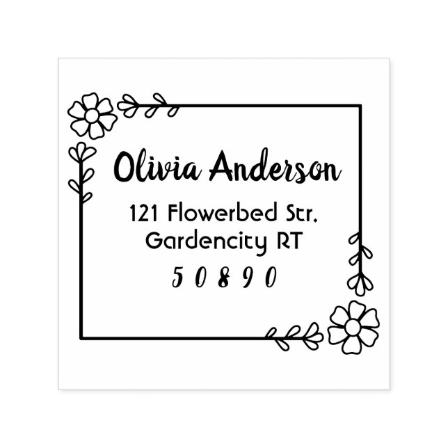 Sello Automático Dirección de hojas de margaría del marco floral (Diseño)