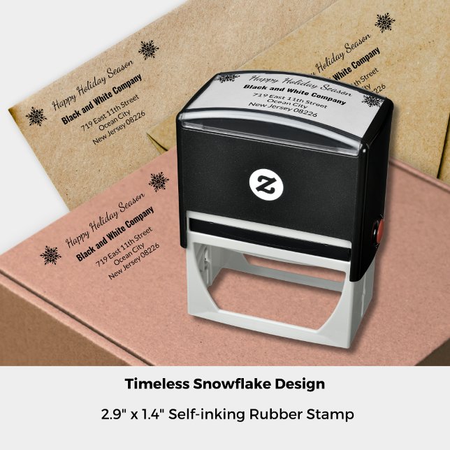 Sello Automático Dirección de la empresa Snowflake de la temporada  (2.9"x1.4", Winter Season Snowflake Company Address Self-inking Stamp)