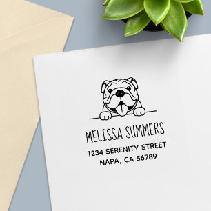 Sello Automático Dirección de Mascota de Bulldog sonriente