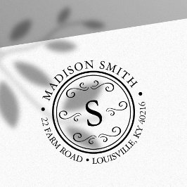 Sello Automático Dirección de Monograma de Círculo Circular Desorat