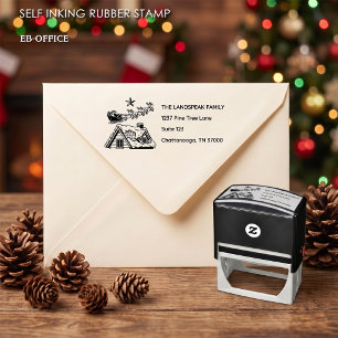 Sello Automático Dirección de Navidad de Santa volando sobre techo