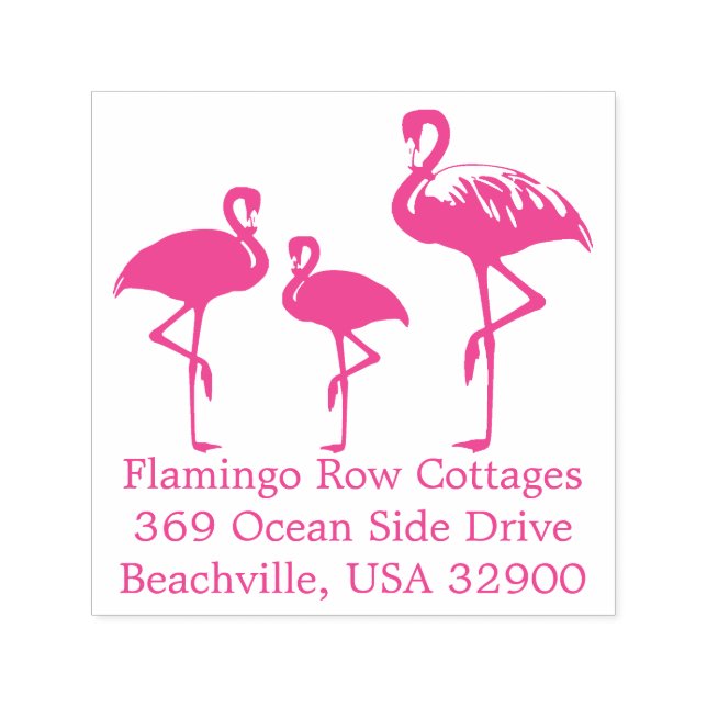 Sello Automático Dirección de Negocio Playa Flamingos Personalizada (Diseño)