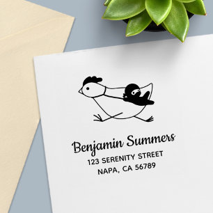 Sello Automático Dirección de Ninja Pequeño y Pollo Grande