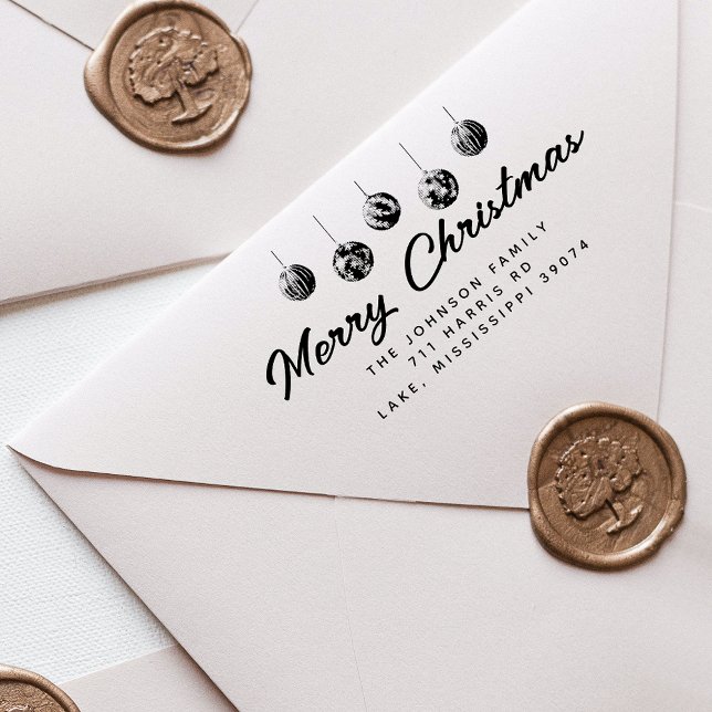Sello Automático Dirección de nombre de bauble de navidad (Subido por el creador)
