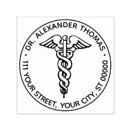 Sello Automático Dirección de nombre de médico caduceo #2