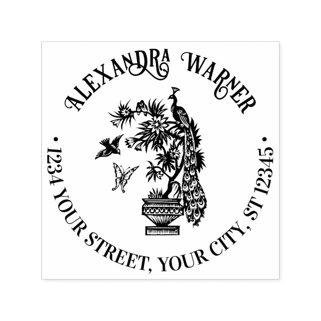 Sello Automático Dirección de pájaros de la mariposa de la planta (Diseño)