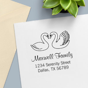 Sello Automático Dirección de pareja de cisnes blancos