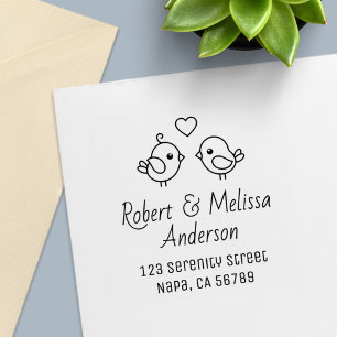 Sello Automático Dirección de pareja de pájaros de dibujos animados