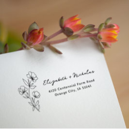 Sello Automático Dirección de regreso de boda de flor silvestre