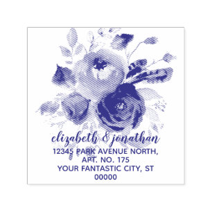 Sello Automático Dirección de Regreso Floral Elegante Boho Boda