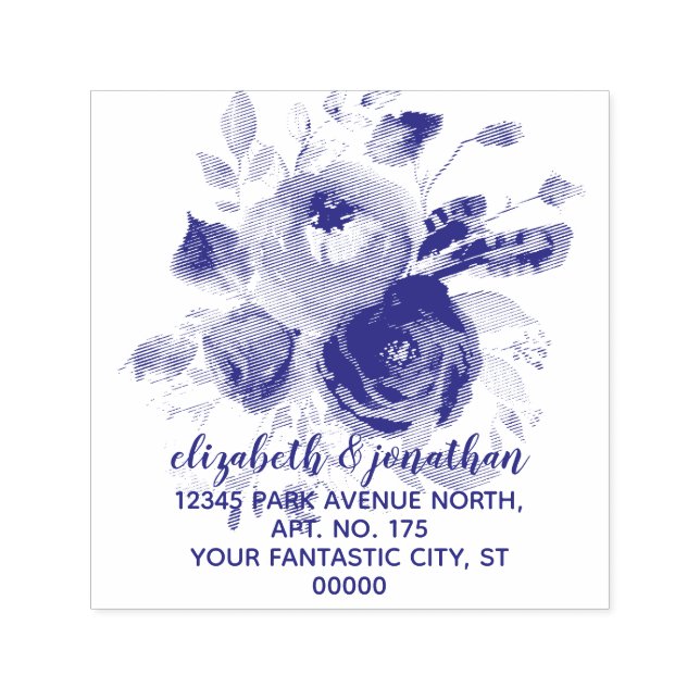 Sello Automático Dirección de Regreso Floral Elegante Boho Boda (Diseño)