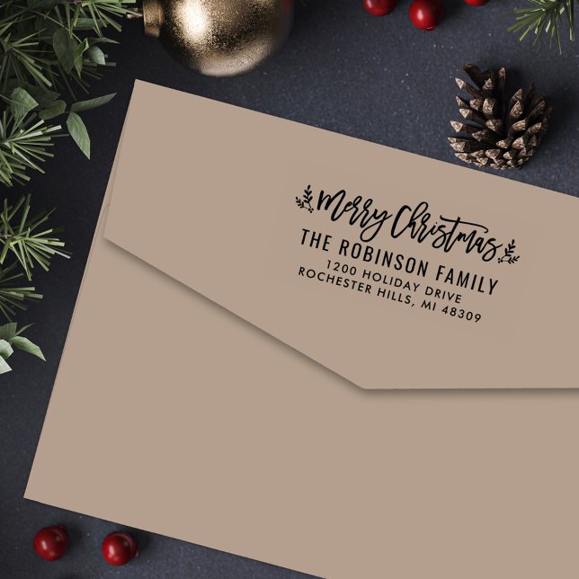 Sello Automático Dirección de Regreso navideño con guión moderno (Subido por el creador)