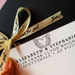 Sello Automático Dirección de retorno Boda Skeleton Personalizado d