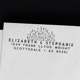 Sello Automático Dirección de retorno Boho Wildflowers Monograma Pe