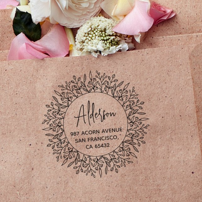 Sello Automático Dirección de retorno circular de la floración de l (Stamp Mockup)