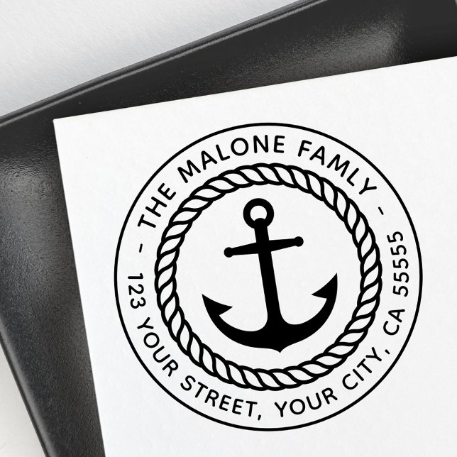Sello Automático Dirección de retorno de anclaje náutico mínima mod (Modern minimal nautical anchor return address self-inking stamp)