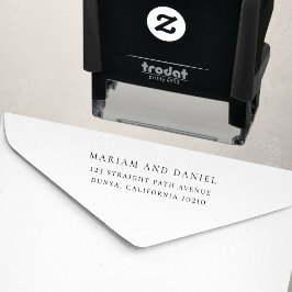 Sello Automático Dirección de Retorno de Boda con Letra Clásica Sim