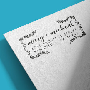 Sello Automático Dirección de retorno de Boda de pareja elegante Mi