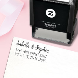 Sello Automático Dirección de retorno de Boda de pareja mínima mode