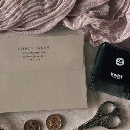 Sello Automático Dirección de retorno de Boda de script elegante