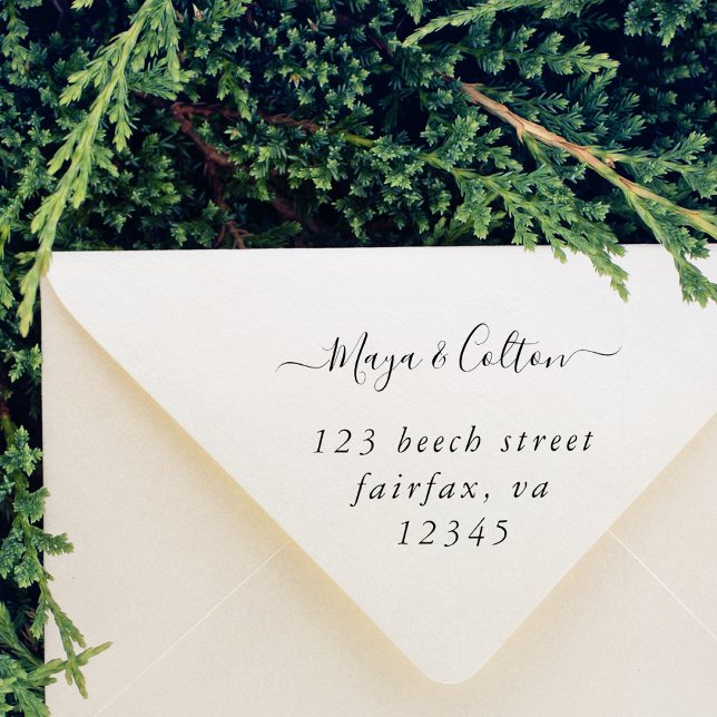 Sello Automático Dirección de retorno de Boda de script elegante (Subido por el creador)