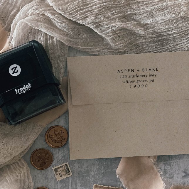 Sello Automático Dirección de retorno de Boda de script moderno (Subido por el creador)