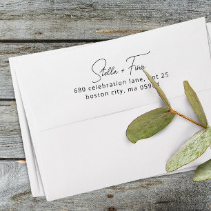 Sello Automático Dirección de retorno de Boda de script moderno