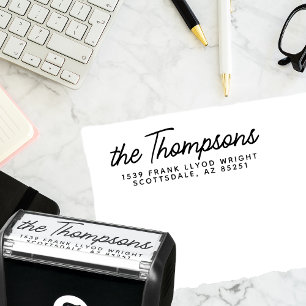 Sello Automático Dirección de retorno de Boda de script moderno clá