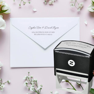 Sello Automático Dirección de retorno de boda elegante