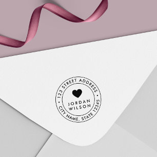 Sello Automático Dirección de retorno de corazón moderno de doble b