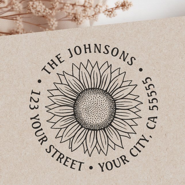 Sello Automático Dirección de retorno de girasol (Sunflower return address self-inking stamp)