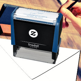 Sello Automático Dirección de retorno de graduación azul oscuro y m
