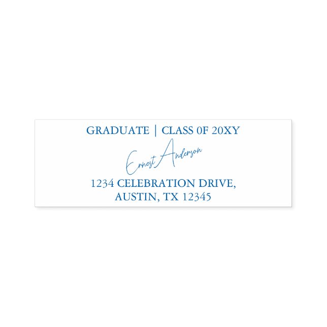 Sello Automático Dirección de retorno de graduación simple y azul m (Diseño)