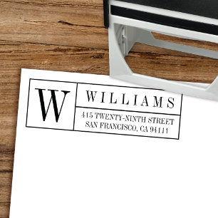 Sello Automático Dirección de retorno de la caja de monograma clási