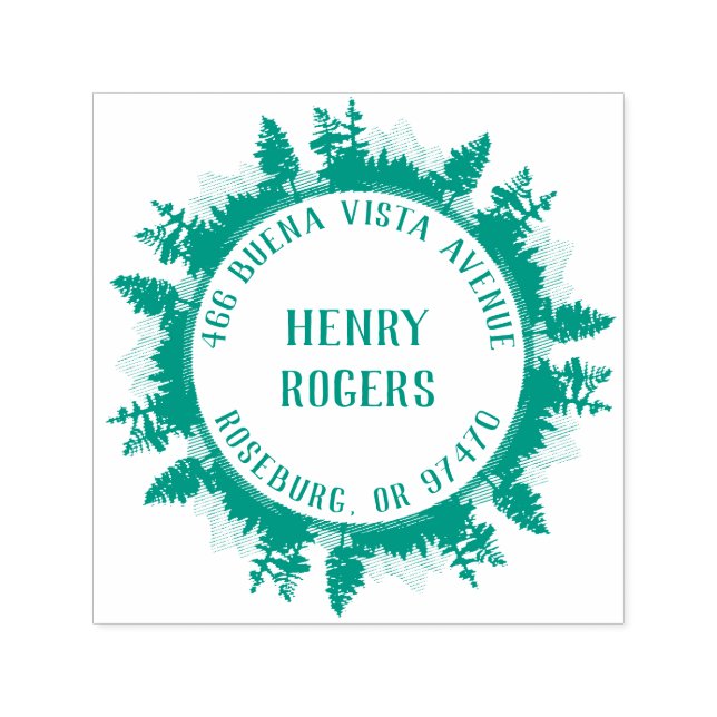 Sello Automático Dirección de retorno de las montañas y los árboles (Diseño)