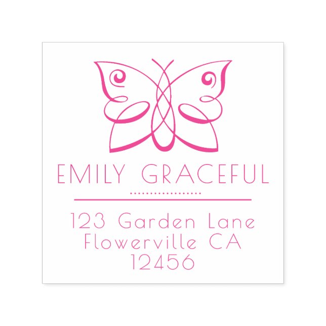 Sello Automático Dirección de retorno de mariposa florida femenina (Diseño)