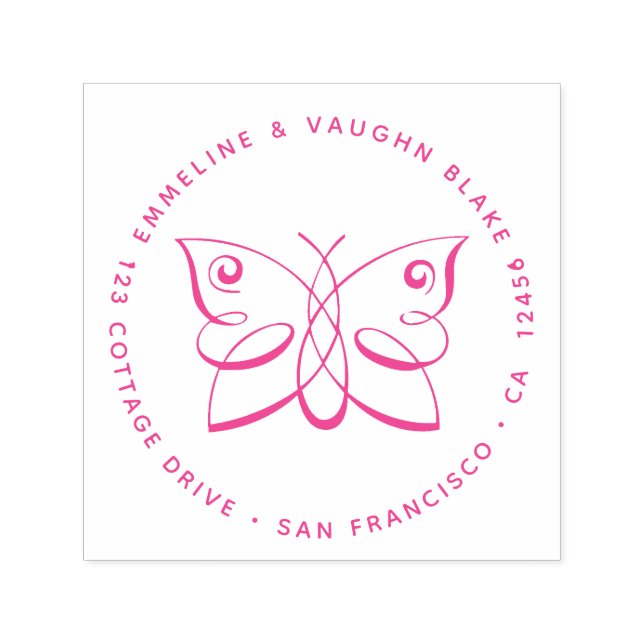 Sello Automático Dirección de retorno de mariposa rápida abstracta (Diseño)