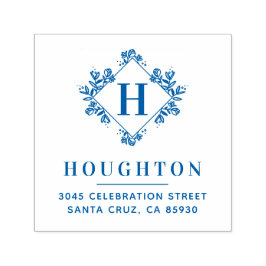 Sello Automático Dirección de retorno de monograma botánico clásico