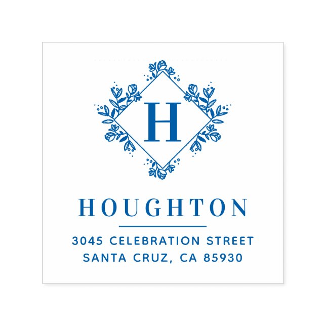 Sello Automático Dirección de retorno de monograma botánico clásico (Diseño)