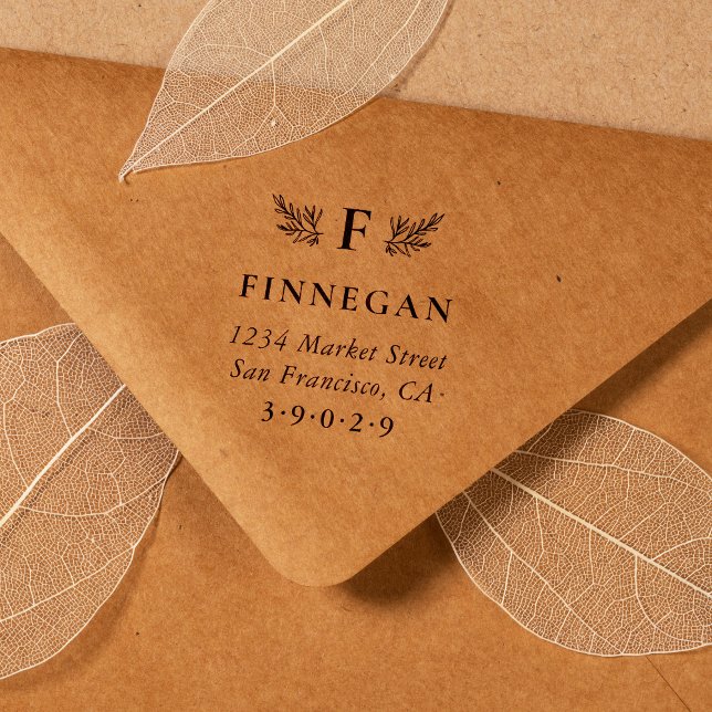 Sello Automático Dirección de retorno de monograma botánico rústico (Subido por el creador)