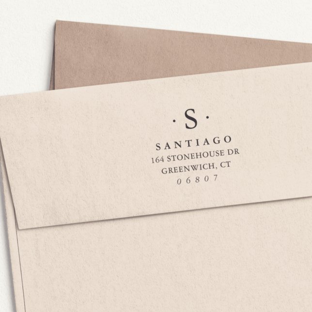Sello Automático Dirección de retorno de monograma clásico simple (Subido por el creador)