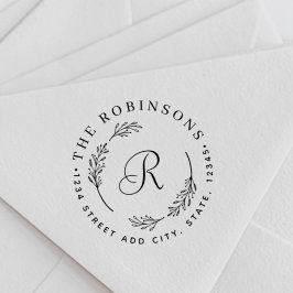 Sello Automático Dirección de retorno de monograma de la guirnalda 