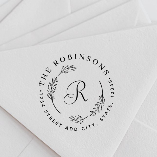 Sello Automático Dirección de retorno de monograma de la guirnalda  (Subido por el creador)