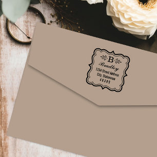 Sello Automático Dirección de retorno de monograma de marco de sopo