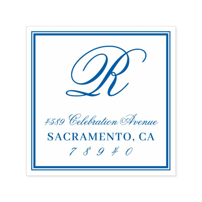 Sello Automático Dirección de retorno de monograma de script clásic (Diseño)