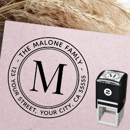 Sello Automático Dirección de retorno de monograma mínima moderna