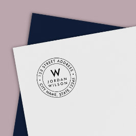 Sello Automático Dirección de retorno de monograma moderno de doble